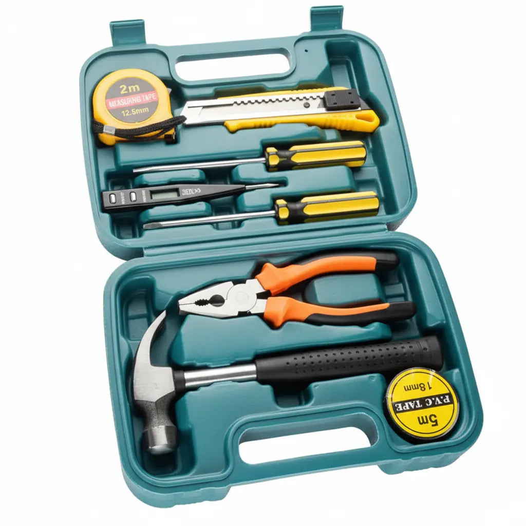 Maleta de Ferramentas Manuais Modelo MultiPro - Kit 9 Peças Para Reparos Domésticos e Automotivos