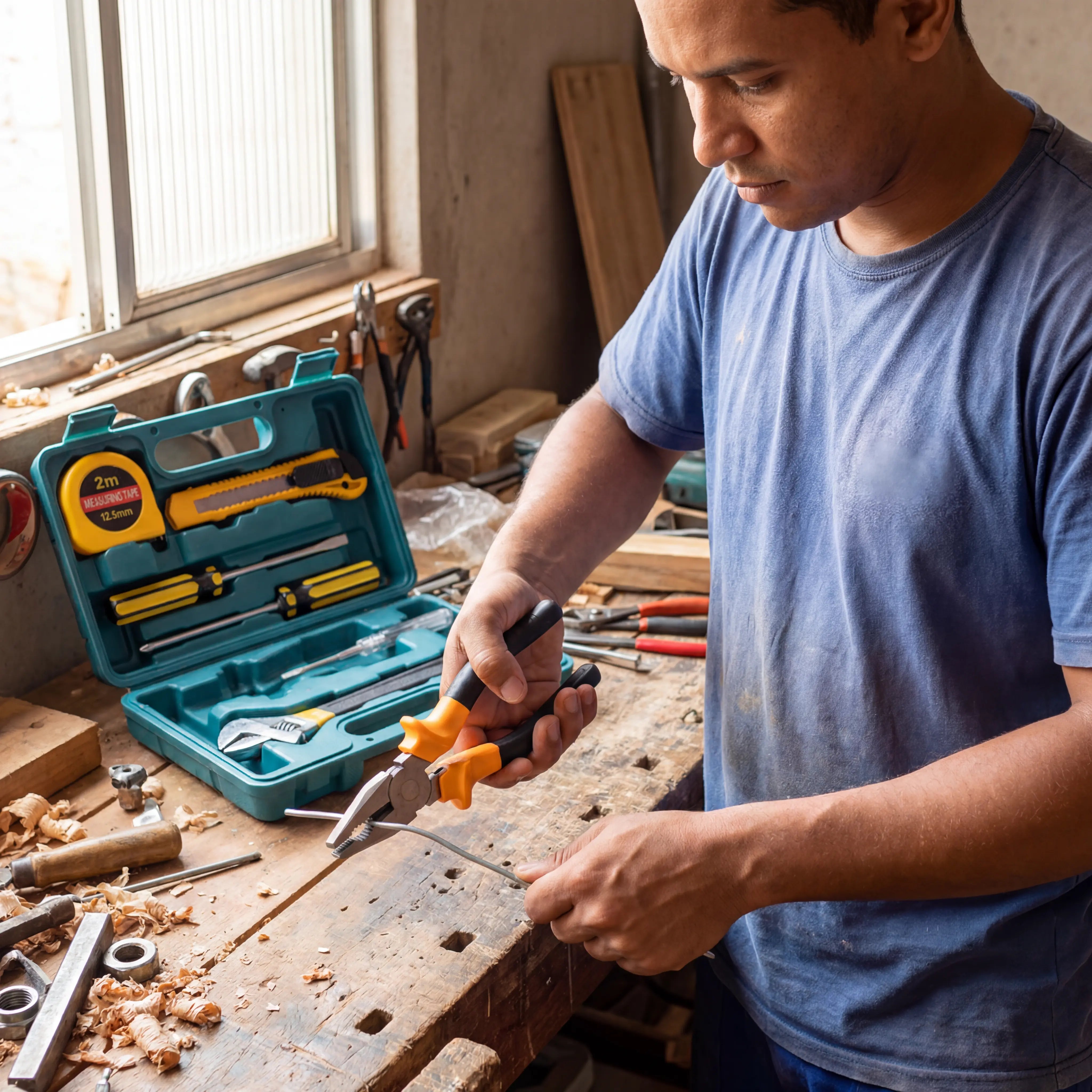 Maleta de Ferramentas Manuais Modelo MultiPro - Kit 8 Peças Para Reparos Domésticos e Automotivos