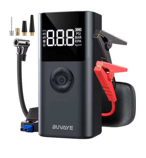 Auxiliar de Partida Portátil 4 em 1 Modelo PowerJump - Compressor de Ar Portátil, Power Bank e Lanterna LED SOS