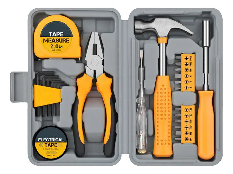 Maleta de Ferramentas Manuais Modelo ToolMaster - Kit 24 Peças para Reparos Domésticos