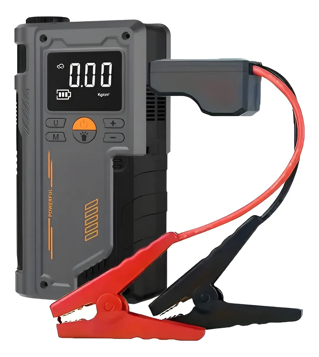 Auxiliar de Partida Portátil 3 em 1 Modelo JumPair - Compressor de Ar Portátil com Display Digital e Carregador USB Multifuncional