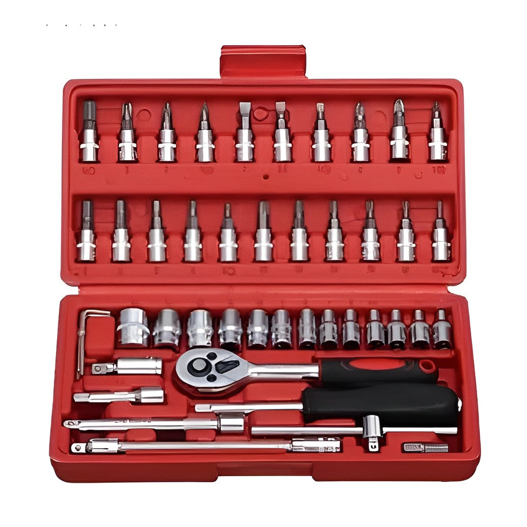 Maleta de Ferramentas Chave Catraca Modelo GearSet com 46 Peças em Aço Titânio