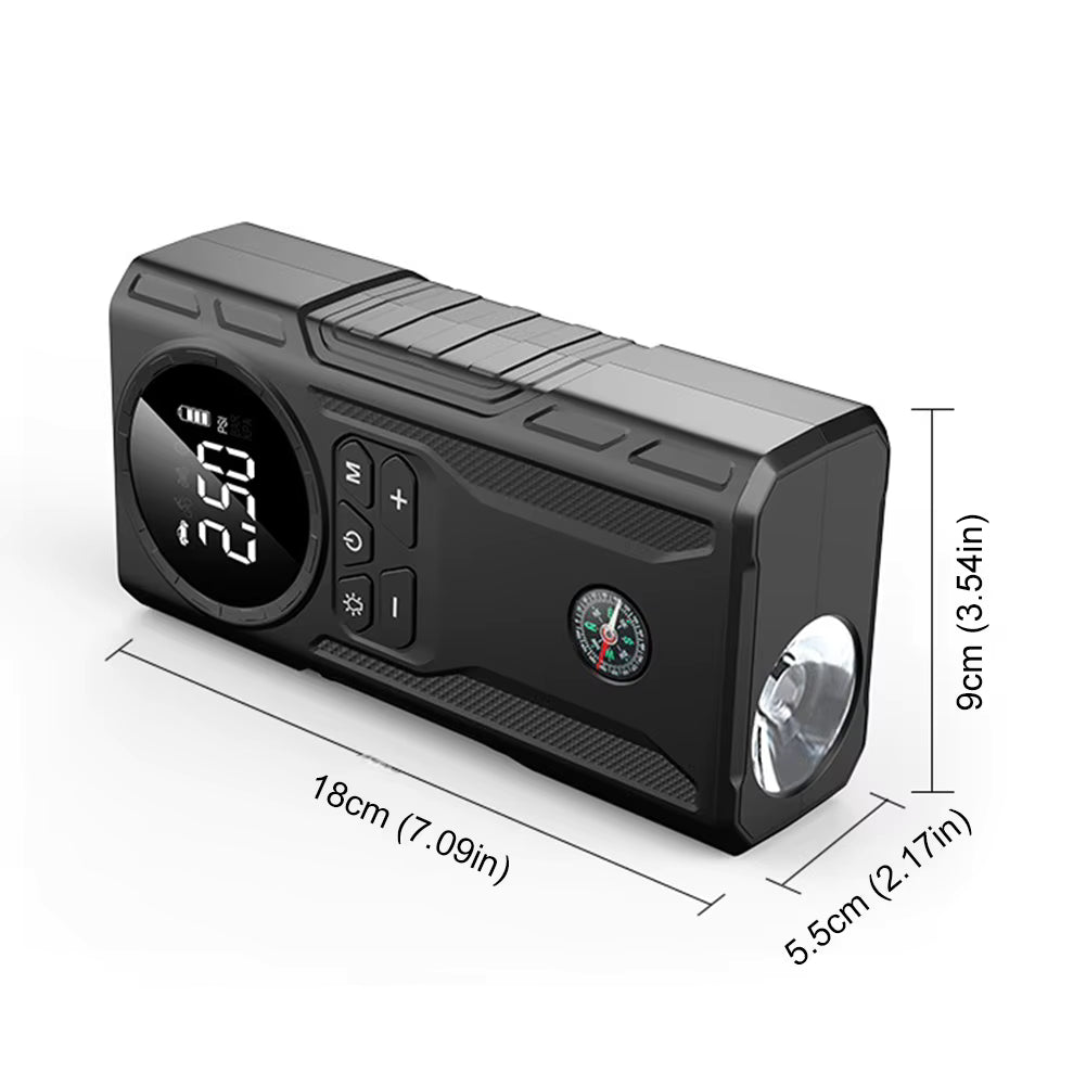 Auxiliar de Partida Portátil 4 em 1 Modelo RoadSafe – Compressor de Ar Portátil , Power Bank e Lanterna LED