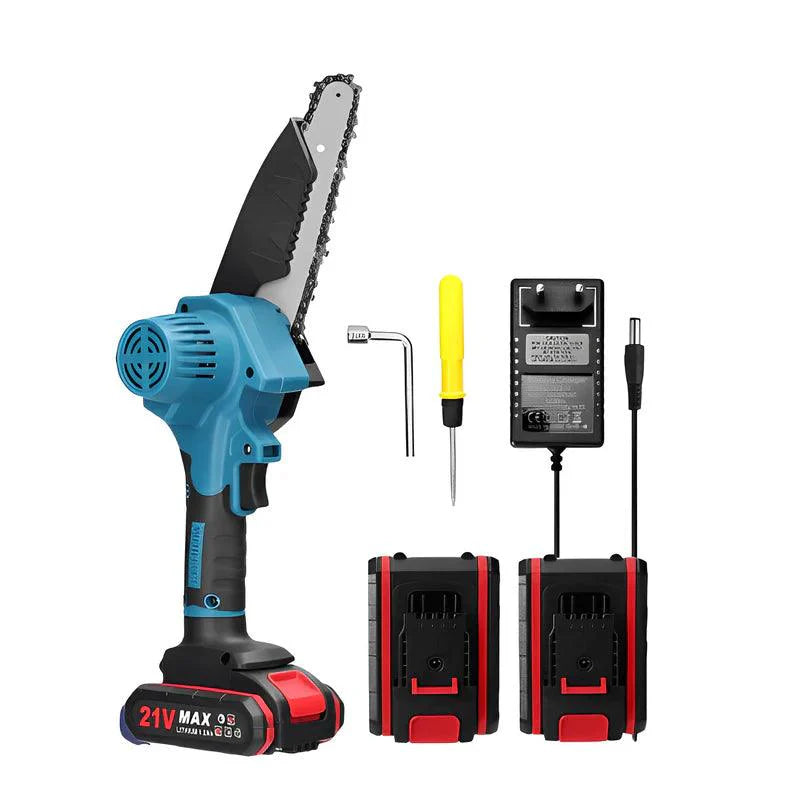 Motosserra Elétrica a Bateria Portátil Modelo TurboSaw com Bateria + Máscara Protetora Facial de Brinde