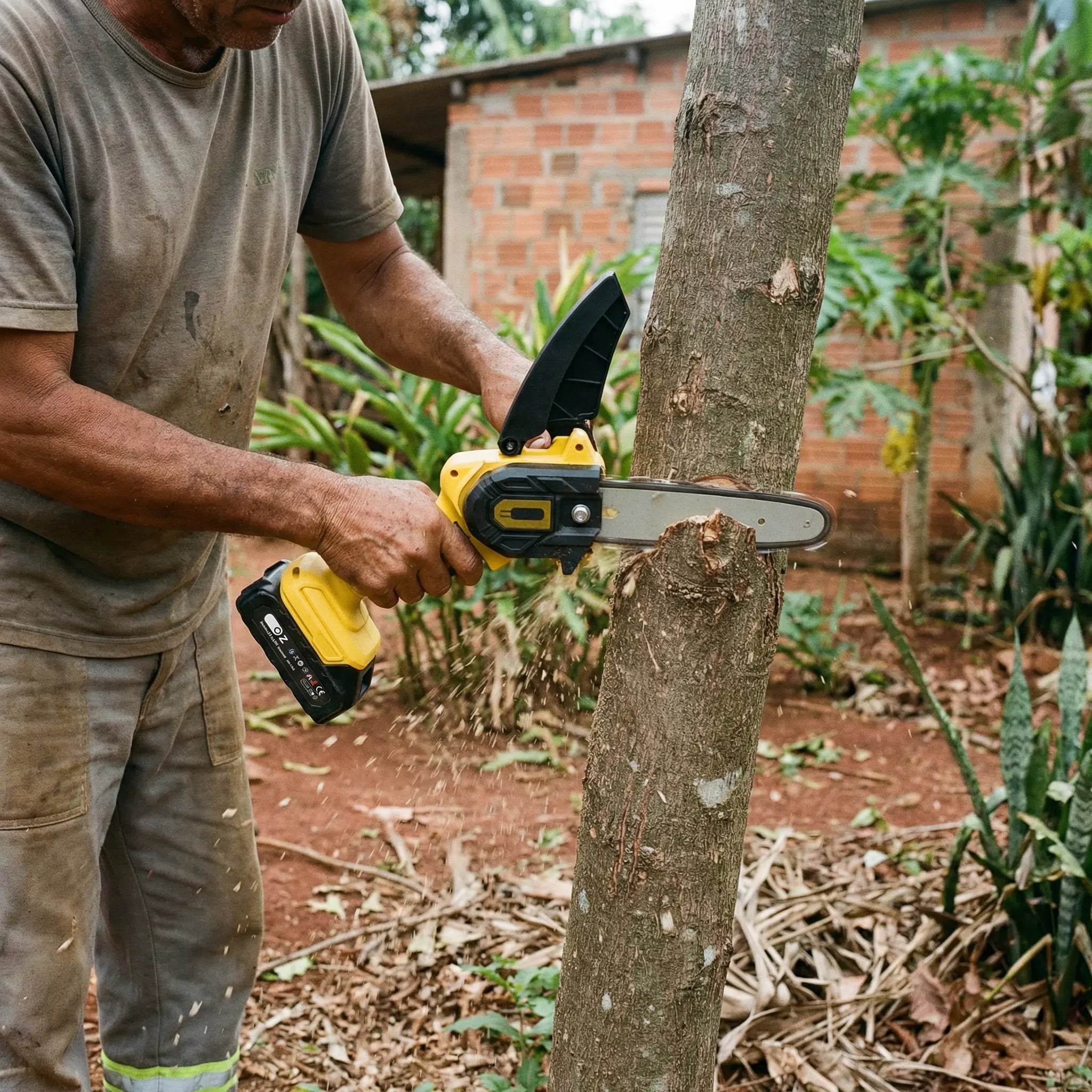 Mini Motosserra Elétrica a Bateria Bivolt Portátil Modelo ForjaBlade Profissional