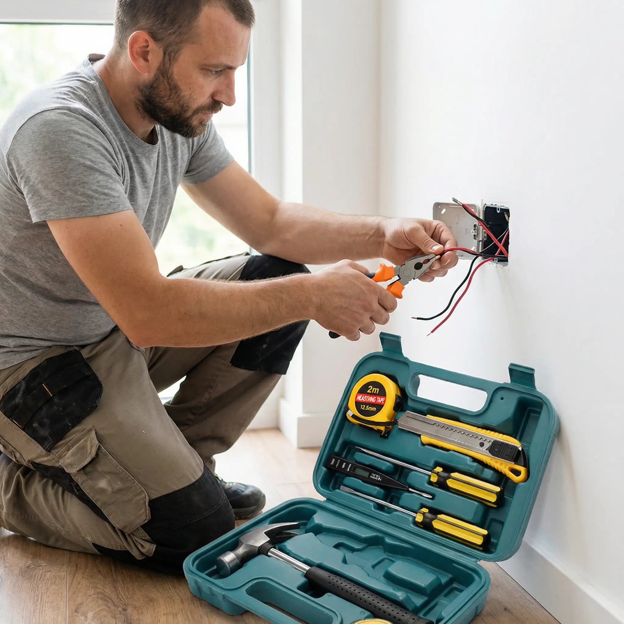 Maleta de Ferramentas Manuais Modelo MultiPro - Kit 9 Peças Para Reparos Domésticos e Automotivos