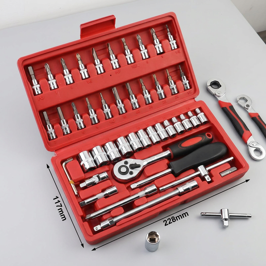 Ratchet Socket Set 46 Piece Flexible GearSet | Forjato