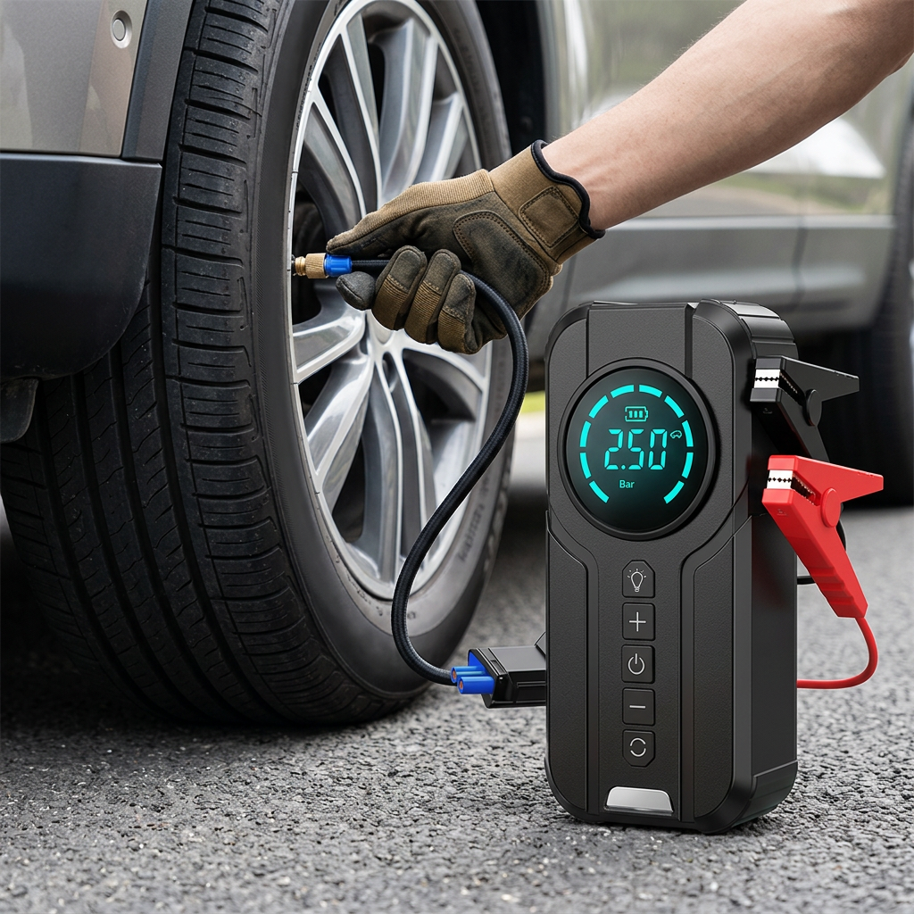 Portable Tyre Inflator Jump Starter 2 in 1 StarTair | Forjato