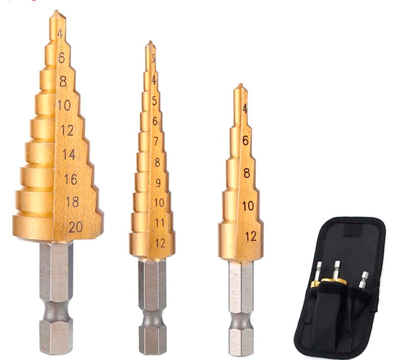 Step Drill Bit Set Titanium HSS Cone Drill Bit 3–32mm for Metal Wood Sheet Steel Model TitanStep Professional